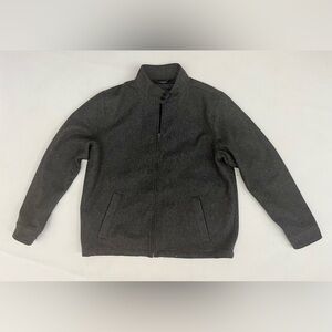 Mens wool blend Lands End size large dark gray zip front jacket